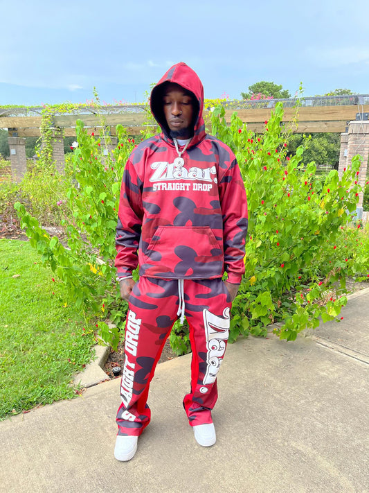 Zlaar. Straight Drop Cammo Sweatsuit - Red