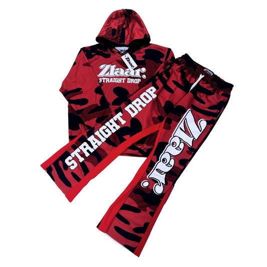 Zlaar. Straight Drop Cammo Sweatsuit - Red